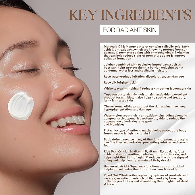 Ultra Moisturizing & Hydrating Body Butter Cream with Botanical Oils, Natural Ceramides, Hyaluronic Acid, Squalane, Cupuacu & Mango Butters-Heal, Soften & Repair Dry Skin 8oz