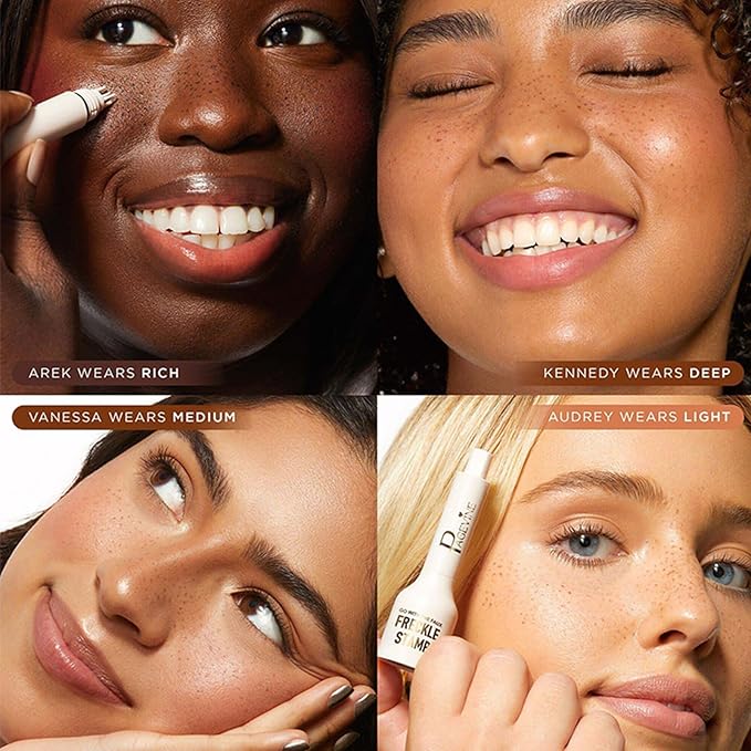 Freckle Stamp Pen,Fake Freckles Stain Marker Pencil Tool for Natural and Lifelike Sunkissed Face Freckle Makeup for Waterproof and Long-Lasting,Quick Dry 5-Point Faux Freckle Stamp Cushion, 01 Light