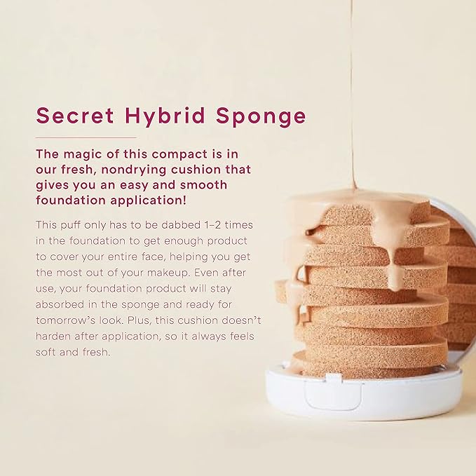 MISSHA Magic Cushion Foundation No.25 Warm beige for light/medium with neutral skin tone Flawless Coverage, Dewy Finish,Easy Application for All Skin Types