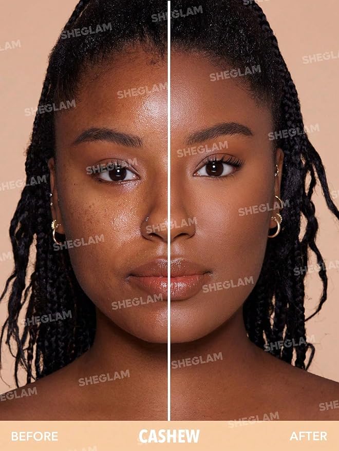 SHEGLAM SKin-Focus Full Coverage Powder Foundation Oil-Control Lightweight Face Pressed Powder Makeup-Porcelain