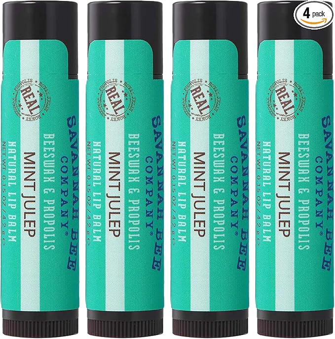 Savannah Bee Company Mint Julep Lip Balm, 0.15-Ounce (Pack of 4)