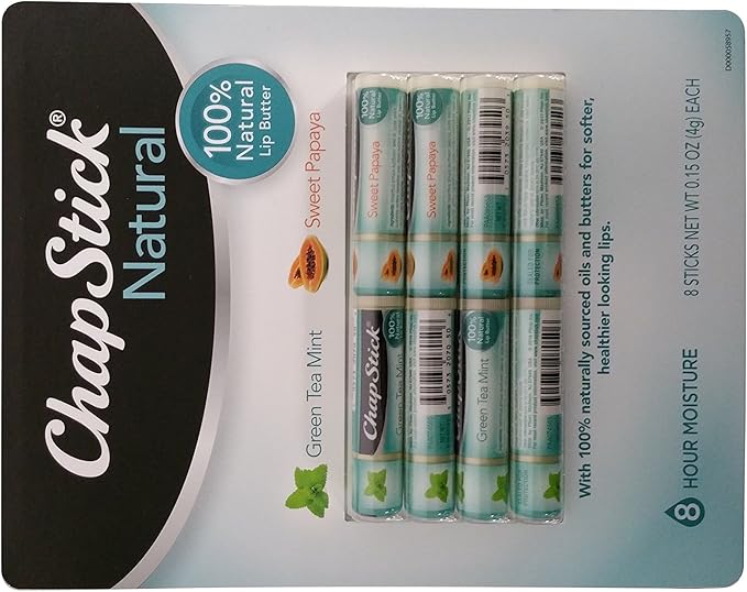 ChapStick Natural lip butter 4 green tea mint & 4 Sweet Papaya . 8 Sticks total