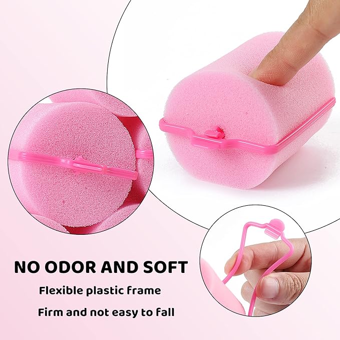 BEAUTIYAND Jumbo Foam Sponge Hair Roller Soft Sleeping rollers Curvy Wavy Hairstyle Curling Hair Styling Tools 24 Pieces Use For Long Hair Short Hair Ladies And Children 2"X2.75" (Pink)