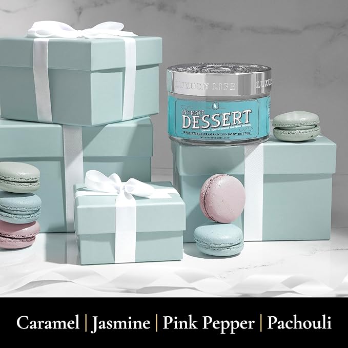 LUXURY LIFE BUTTER - Irresistibly Scented Body Butter with Hyaluronic Acid for Ultimate Moisture. Hydrates for a Non-Greasy Glamorous Glow (Presidential, Intimate Dessert, Tobacco Vanilla 5 oz)