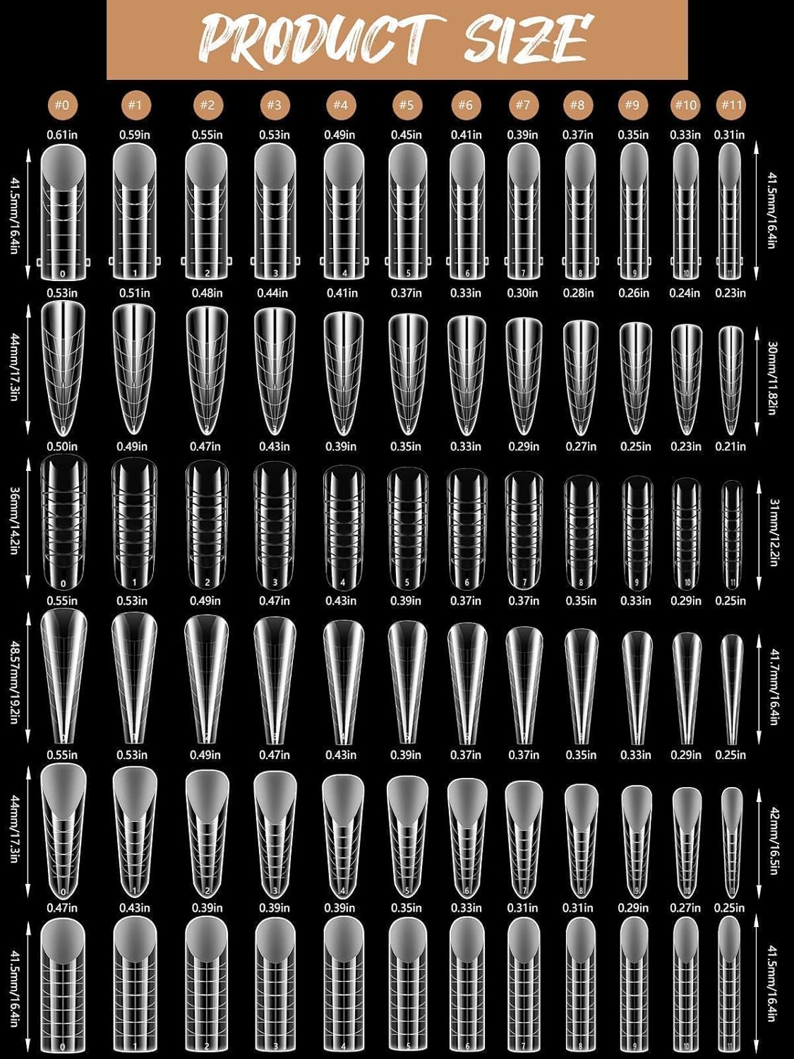 EBANKU 288PCS Poly Extension Gel Dual Nail Forms, Stiletto Coffin Acrylic Nail Forms for French Nails, 76PCS Duet System Dual Forms Sticker Silicone Pads, 6 Styles Scale for Manicure Extension