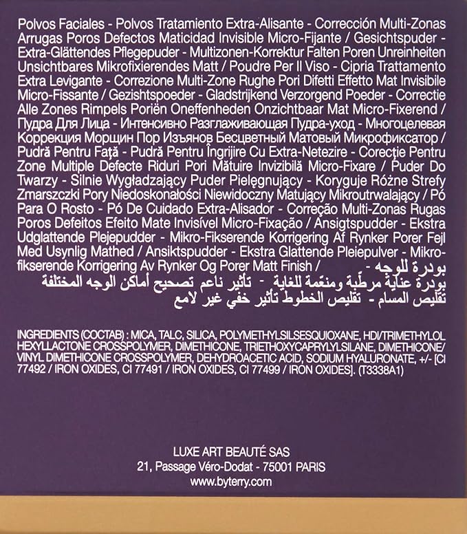 By Terry Hyaluronic Tinted Hydra-Powder, Non-Drying Loose Face Setting Powder, Blur Imperfections & Mattify, Medium Fair, 0.35 oz