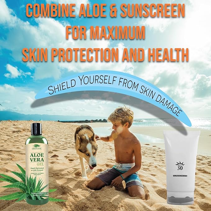 Amazing Aloe Vera Gel - Freshly Cut, 100% Pure Aloe, Premium Quality, Vegan, Unscented - Natural Sunburn Relief, After Shave, Skin, Face & Hair Care 8oz