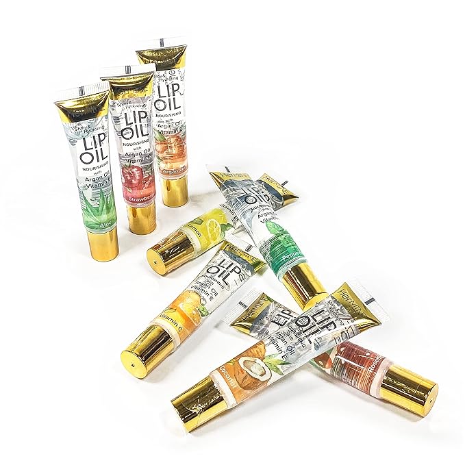 HerMINE Hydrating Lip Oil with Argan oil & Vitamin E Clear Long Lasting Nourishing Lip Oils Moisturizing Gel Multi-Packs Softening Clear Oil
