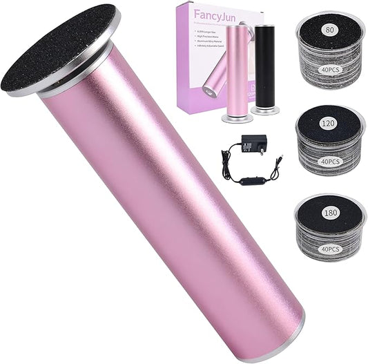 Electric Foot Callus Remover with 120pcs Sandpaper Discs(3 Sizes), Professional 800RPM Aluminum 4.8 Inches Callus Remover for Feet, Stepless Speed Control for Dead Skin (Purple)