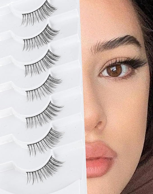 3/4 Lashes Half Natural Wispy Eyelashes Flared Corner Eyelashes False CatEye Lash Half Small Eyelash 7 Pairs D47