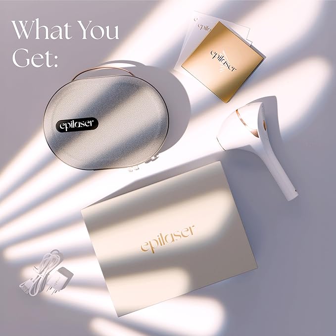 Epilaser At-Home Laser Hair Removal Device for Light Skin, Safe, Intelligent, Painless and Permanent Hair Removal for Face, Body, Bikini Line (Light Skin)