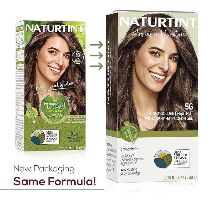 Naturtint 5G Light Golden Chestnut Permanent Hair Color (Pack of 6), Ammonia Free, Vegan, Cruelty Free, up to 100% Gray Coverage, Long Lasting Results (Packaging may vary)