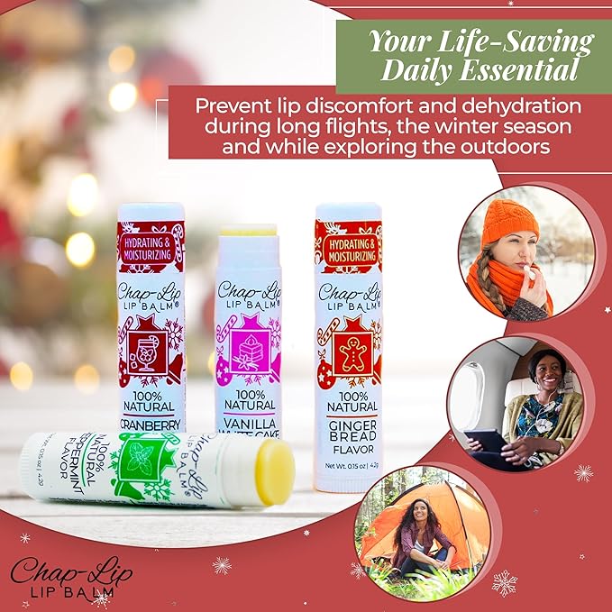 100% Natural Lip Balm Set - Beeswax Natural Christmas Gifts for Her - Lip Moisturizer for Dry Lips, Cocoa Butter - Petroleum Free, 24 Count, 2 Pack