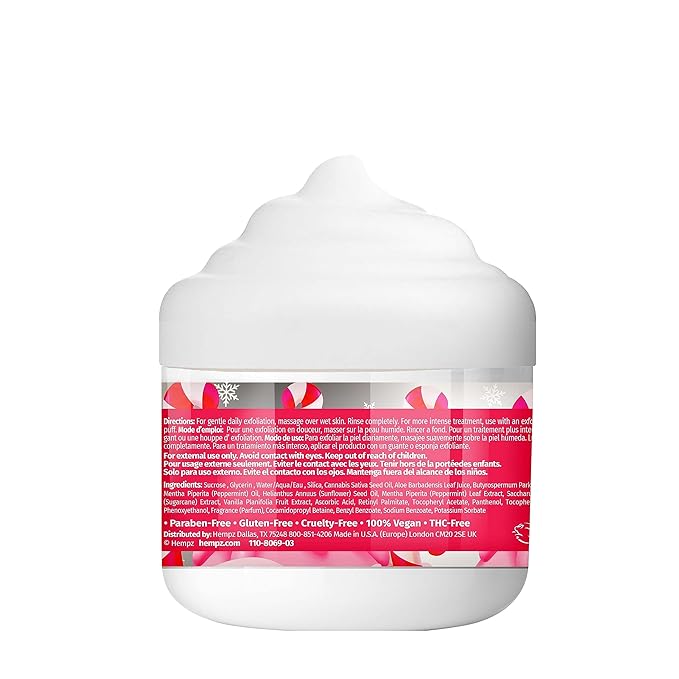 Hempz Limited Edition Candy Cane Lane Exfoliating Body Scrub (4 Oz) – Yummy Holiday Scented Sugar Body Scrub for Shower & Bath, Cozy Candy Cane Scented Sugar Scrub Exfoliant for Women & Men