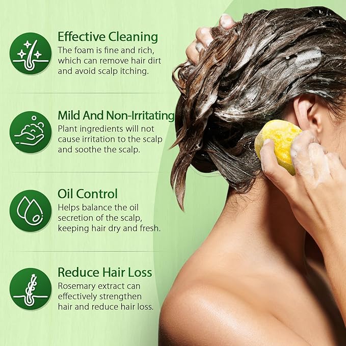 POP MODERN.C Rosemary Solid Shampoo and Conditioner Bar Set for Hair Growth, Moisturizing, 160g, 2.8219 Ounce, 2x80g Soaps, 2 Wooden Holder, Mother's Day Gift