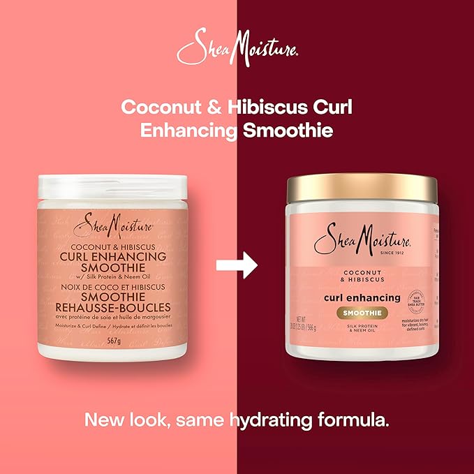 SheaMoisture Curl Enhancing Smoothie Hair Cream Coconut and Hibiscus for Thick, Curly Hair Sulfate Free and Paraben Free Curl Cream 20 oz