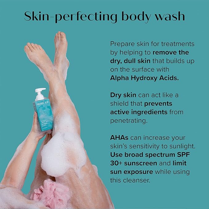 Medix 5.5 Body Scrub Skin Care Glycolic Acid Exfoliating Body Cleanser KP Bump Eraser | AHA + Lactic Acid Anti Aging All Skin Type Wash | Keratosis Pilaris & Acne | Foaming Body & Face Wash, 15 Fl Oz