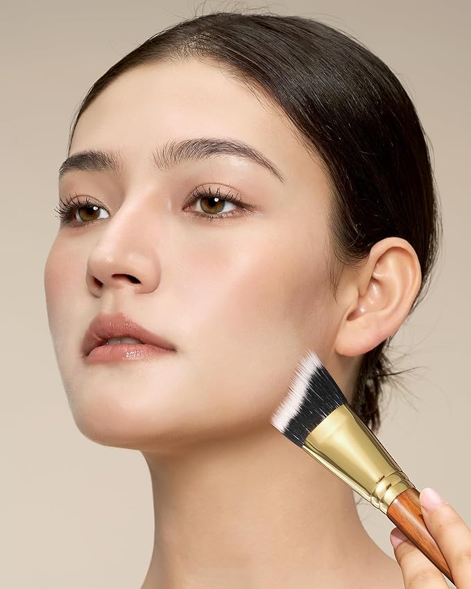 Desert Oak Series Terraced Contour Brush - 27mm Dual-Height Design with 5mm Flat Edge & 22mm Slope for Precision Sculpting, Bubinga & Brass (CM 191)