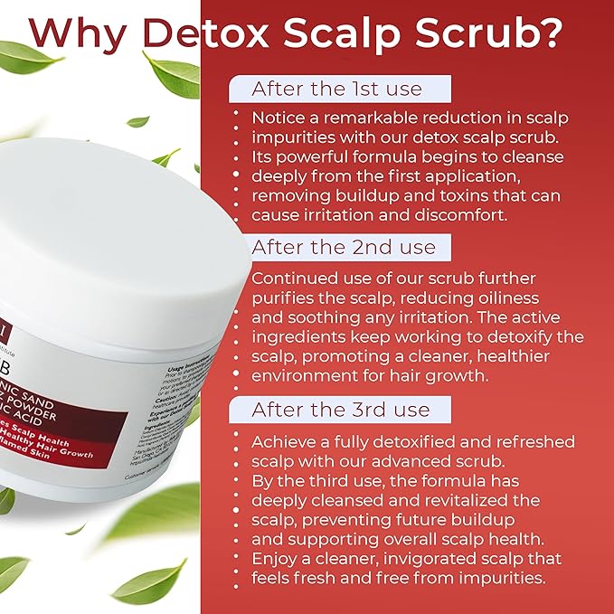 Scalp Scrub with Tea Tree Oil for Hair Growth | DHT Blockers, Volcanic Sand & Mineral Complex | Detoxifies, Exfoliates & Removes Flakes | Clears Build-Up for a Healthy Scalp | 7.77 fl oz