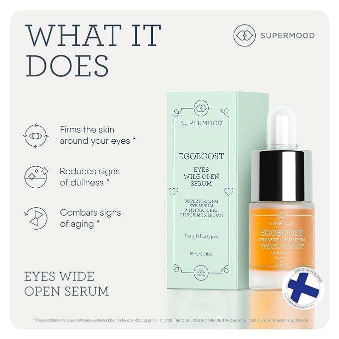 Egoboost Eye Serum - Eye Serum for Dark Circles and Puffiness, Hydrating Serum, Bright and Tight Eye Serum in Facial Skin Care Products, Mushroom Extract Eye Serum for Wrinkles