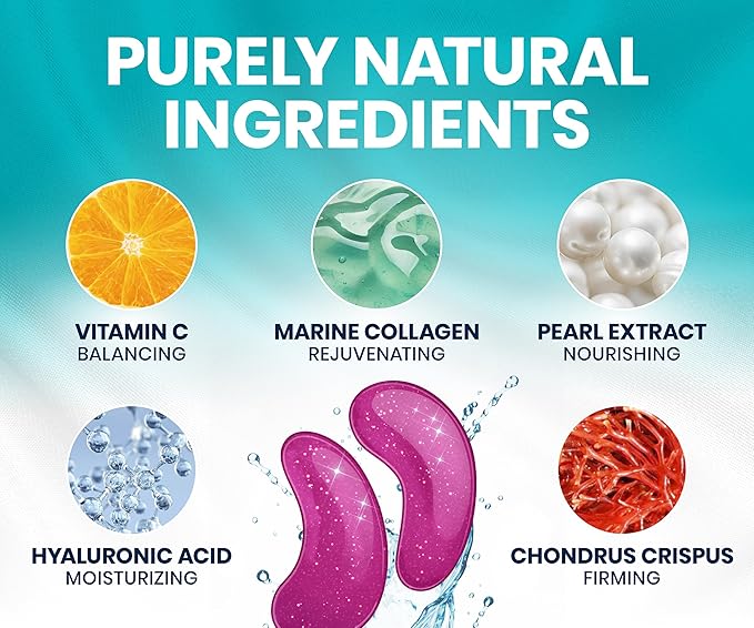 Stylia Under Eye Patches for Puffy Eyes and Dark Circles (30 Pairs) - Marine Collagen Under Eye Mask with Vitamin C, Hyaluronic Acid, Pearl Extract - Eye Masks for Dark Circles and Puffiness