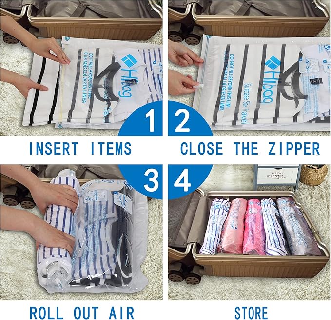 HIBAG Vacuum Storage Bags, 30-Pack Space Saver Vacuum Storage Bags, Vacuum Seal Bags for Clothing, Clothes, Comforters and Blankets (30C)