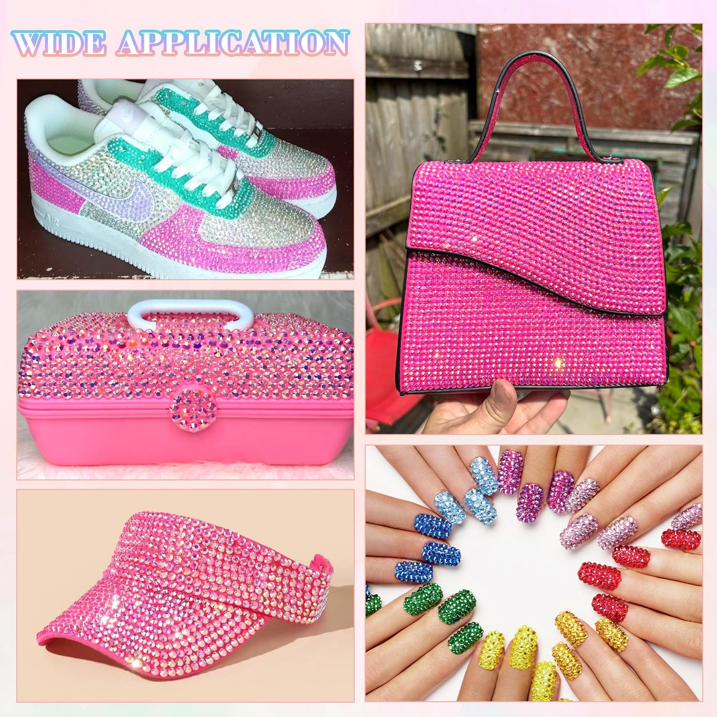 30000Pcs Resin Rhinestones for Bedazzling with 3Pcs B7000 Jewelry Glue, Hot Pink AB Flatback Gems Rhinestones for Crafting, Clothing Tumblers Mugs Shoes Fabric Decor Nail Art