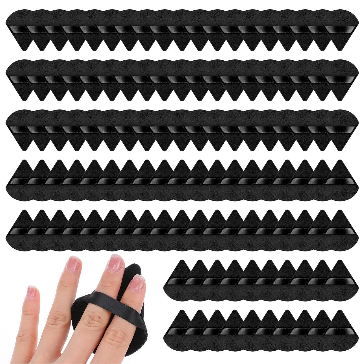 150Pcs Powder Puff Soft Makeup Puff for Loose Velour Triangle Powder Sponges for Setting Face Cosmetic Wet Dry Foundation Makeup Tools (Black)