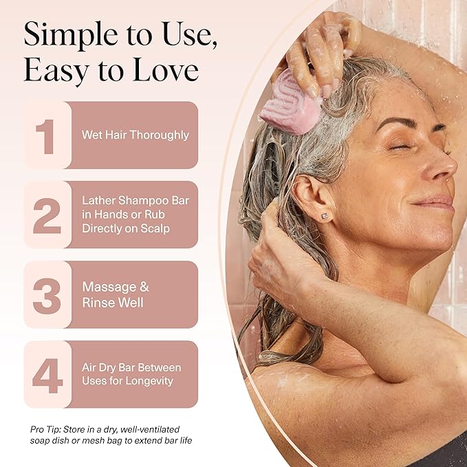 Kitsch Castor Oil Shampoo Bar Soap - Hydrating & Moisturizing Hair Care - Organic Castor Oil Solid Shampoo for Hair Growth & Scalp Nourishment - Silicone & Paraben-Free, Vegan, Made in USA - 3.2oz