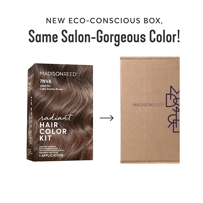 Madison Reed Radiant Hair Color Kit | 7NA Light Ash Brown (Arezzo Brown) for 100% Gray Hair Coverage | Salon Quality Permanent Hair Dye | PPD-Free & Ammonia-Free | (Packaging May Vary) 2 Pack