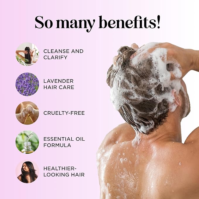 Aromatherapy Lavender Shampoo and Conditioner Set - Paraben and Sulfate Free Shampoo and Conditioner for Women with Chamomile Panthenol Jojoba Oil plus Cleansing and Calming Lavender Essential Oil