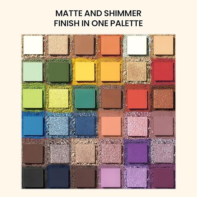 K'APEINE 36 Colors Eyeshadow Palette, Colorful Eyeshadows Palette Neon Shimmer Matte Glitter Eye Shadow High Pigmented Shadow Set Long Lasting Eye Makeup for Women