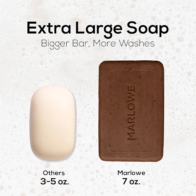 MARLOWE. No. 109 Coffee Bar Soap 7 oz (3 Bars), Body Scrub Soap for Men, Refreshing, Energizing & Exfoliating with Natural Extract, Caffeine, Coffee Bean & Cocoa Butter, Fresh Brewed Scent