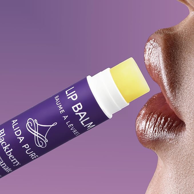 Blackberry Pomegranate Lip Balm Collection, Vegan Lip Balm Set, Beeswax Free, with Avocado Oil, Organic Jojoba Oil, and Vitamin E, Natural Moisturizer for Dry, Chapped Lips, 3 Tube Set