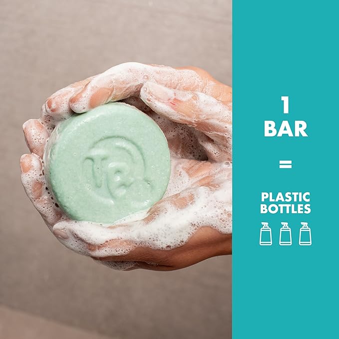 Castor Oil Shampoo & Conditioner Bar Set Bundle – With Peppermint Essential Oils & Biotin – Nourishing, Volumizing & Strengthening – Plastic-Free, Frizz Control – 7.8oz