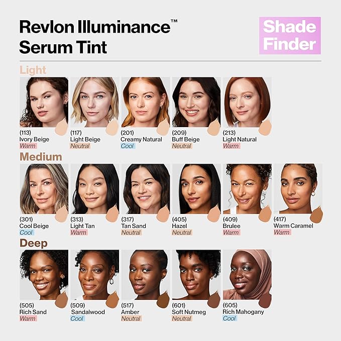 Revlon Illuminance Tinted Serum, Triple Hyaluronic Acid, Evens Out Skin Tone Over Time and Hydrates All Day, SPF 15, 117 Light Beige, 0.94 fl oz.