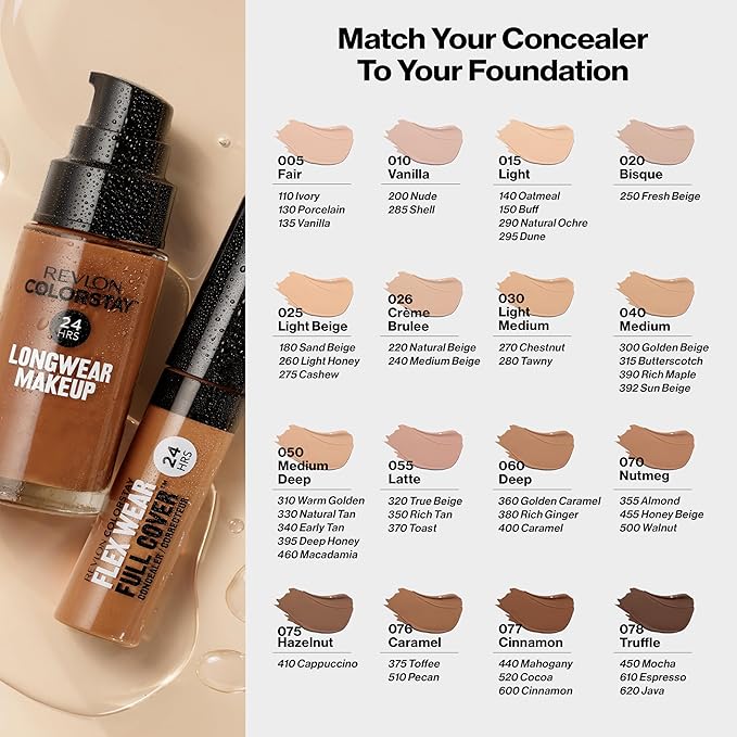 Revlon Liquid Foundation, ColorStay Face Makeup for Combination & Oily Skin, SPF 15, Medium-Full Coverage with Matte Finish, Tawny (280), 1.0 oz