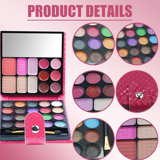 All-in-one Holiday Makeup Gift Set | Full Makeup Kit for Women Essential Starter Bundle Include 20 Highly Pigmented Shimmer Eyeshadow Palette,3 Blush,3 Face Powder, 6 Lipgloss, Brush