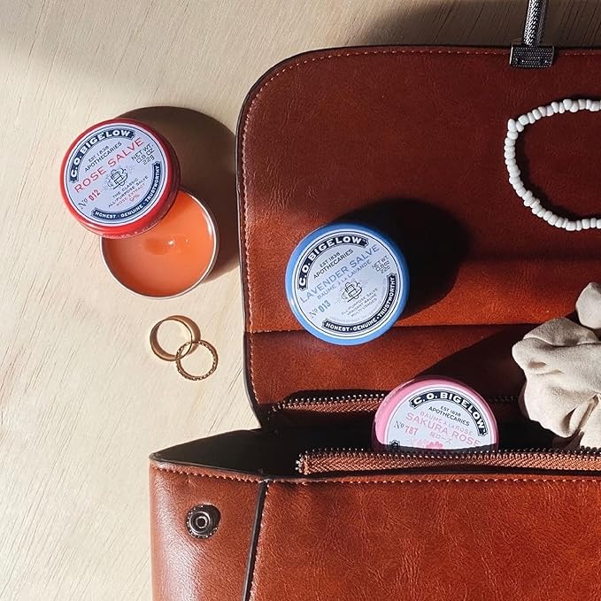 C.O. Bigelow All Purpose Salve Lip Balm Tins, Rose Salve Pack of 3 for Chapped Lips & Dry Skin - Moisturizing Lip, Cuticle 0.8 oz each