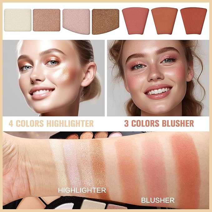 109 Colors Makeup Kit for Women Girl Full Kit Gift Set with Mirror All in One Make up Palette Included Eyeshadow Glitter Lipstick Concealer Eyeliner Eyebrow Highlighter Contour Blusher Compact PowderN