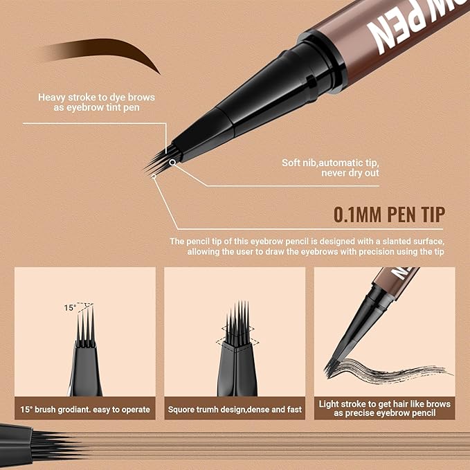 iMethod Eyebrow Pen - Eyebrow Pencil,2-in-1 Eyeliner Dual-Ended Microblading Eyebrow Pencil Long Lasting Waterproof Hair-Like Brow Pencil,with Eyebrow Brush,Eyebrow Pencils for Women,Reddish Brown