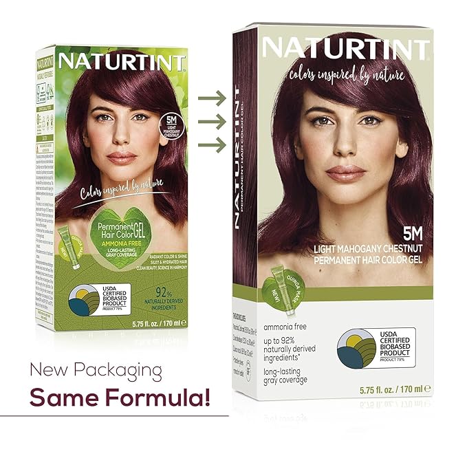 Naturtint 5M Light Mahogany Chestnut Permanent Hair Color (Pack of 6), Ammonia Free, Vegan, Cruelty Free, up to 100% Gray Coverage, Long Lasting Results (Packaging may vary)