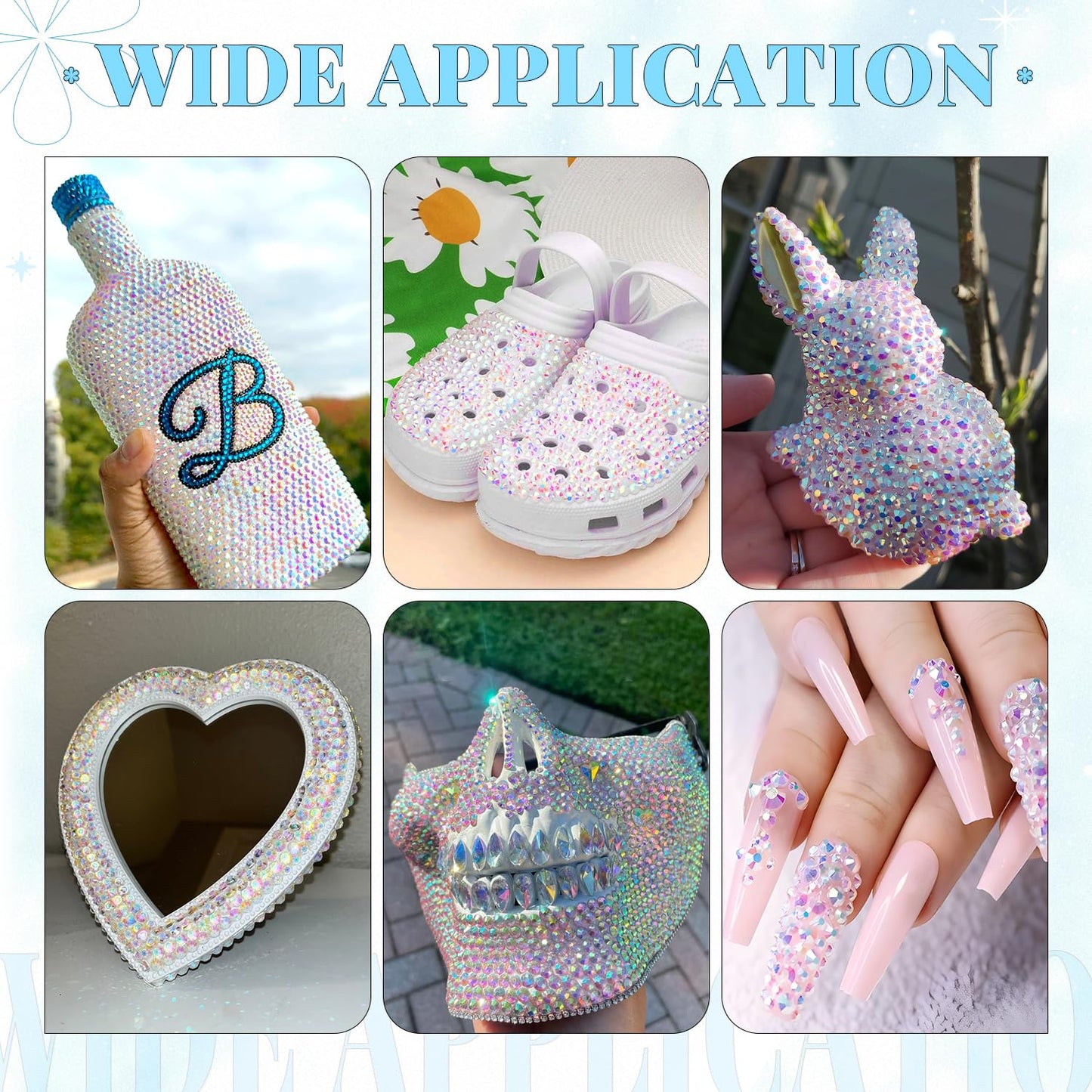 6000Pcs Resin Rhinestones for Bedazzling with 3Pcs B7000 Jewelry Glue, 1 Box Transparent AB Flatback Rhinestones for Crafting Crafts DIY, Crystals Gems for Clothing Shoes Tumblers Nail Art Makeup