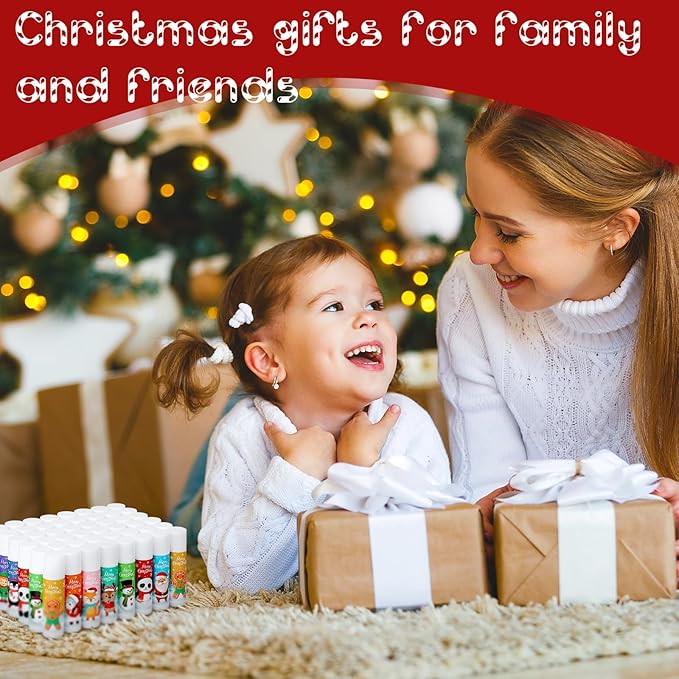 Dunzy 100 Pack Hello Fall Thanksgiving Party Gifts Bulk Lip Balms Favors Employee Appreciation Gifts Thank You Gifts Team Inspirational Gifts for Women Men Coworkers Satff Teachers(Santa)