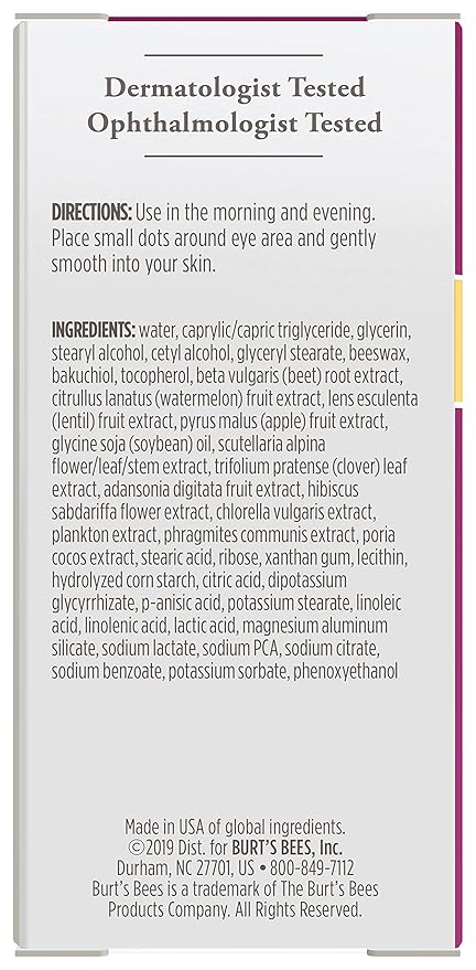 Burt's Bees Renewal Smoothing Eye Cream, Firming Eye Cream, 0.58 Ounce