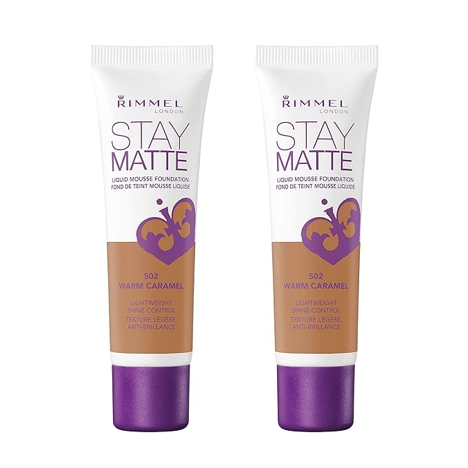 Rimmel, Stay Matte Foundation, Warm Caramel 2 Count (Pack of 1)