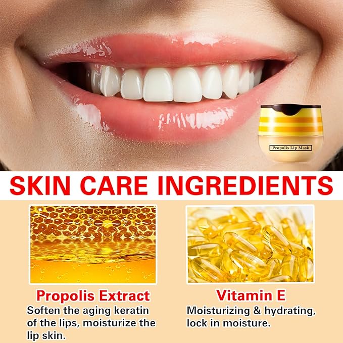 2 Pcs Lip Balm Honey Pot Lip Treatment Overnight Lip Sleeping Balm Strawberry Honey Pot lip Mask Moisturizing Exfoliating Prevent Dry & Cracked Diluting Lip Lines (Honey & Strawberry)