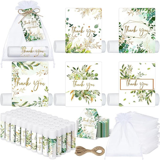 50 Set Employee Appreciation Gifts Bulk Baby Shower Favors Lip Balms Bulk Thank You Gifts Wedding Bridal Shower Bachelorette Gifts Prizes for Guests Women Teacher Coworker Nurse(Eucalyptus)