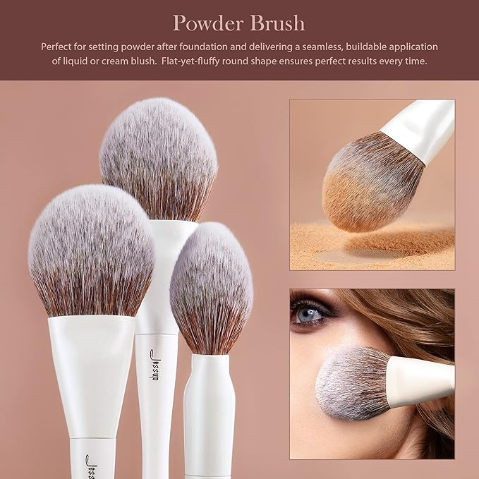 Jessup Make up Brushes 4pcs Face Makeup Brushes Set for Foundation Concealer Blush Contour Powder Highlighter, Pearl White T344