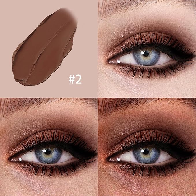 Eyeshadow Stick, Shimmer and Matte Cream Eye Shadow Brightener Sticks Eyeliner Pencil Crayon, Waterproof Long Lasting Eye Highlighter Stick Makeup,0.056 Oz(#2-Pecan)